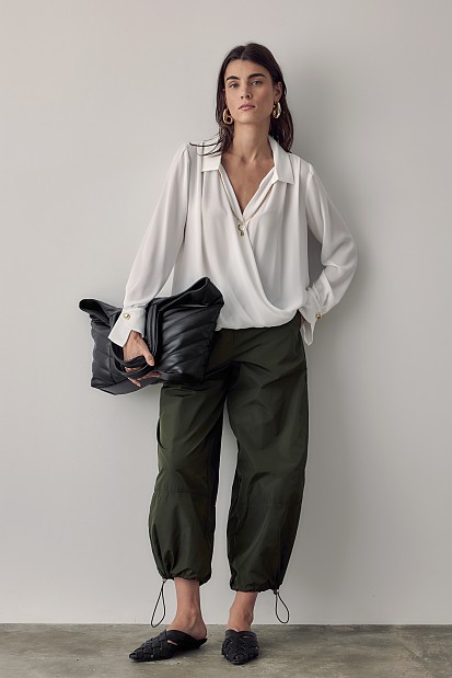 Wrap blouse with chain