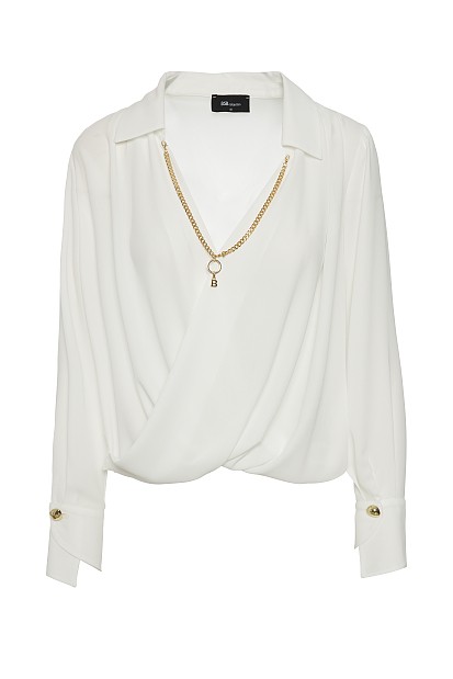 Wrap blouse with chain