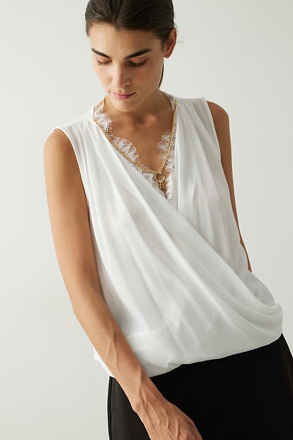 Sleeveless wrap blouse