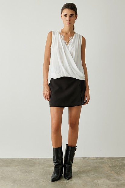 Sleeveless wrap blouse
