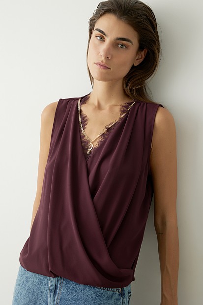 Sleeveless wrap blouse