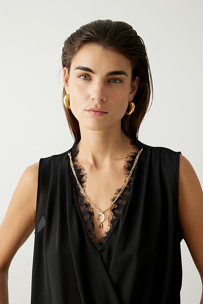 Sleeveless wrap blouse