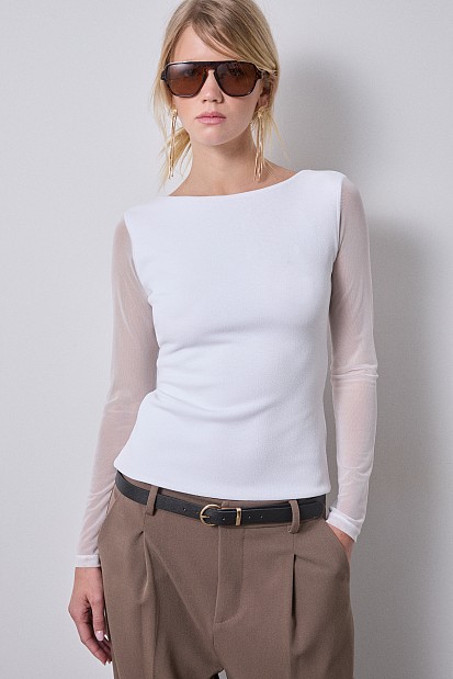 Sheer blouse with cut out back