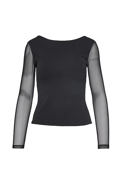 Sheer blouse with cut out back