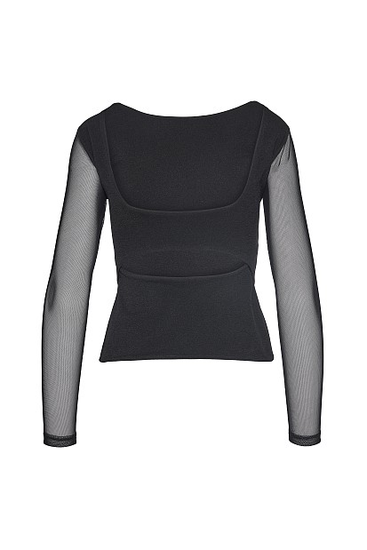 Sheer blouse with cut out back