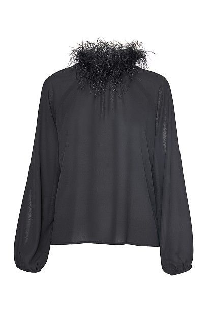 Long sleeves blouse with feathers