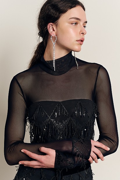 Sequined blouse with sheer