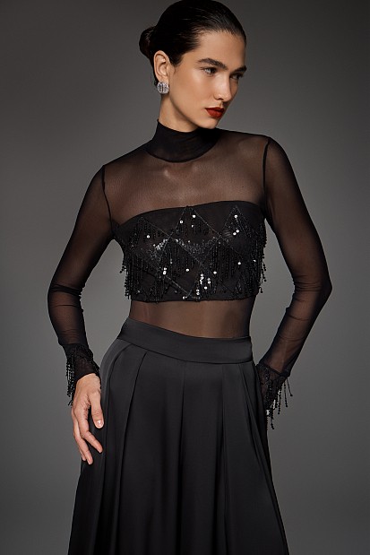 Sequined blouse with sheer