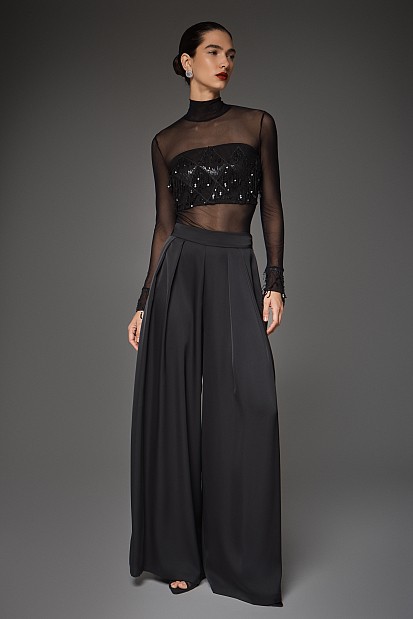 Sequined blouse with sheer