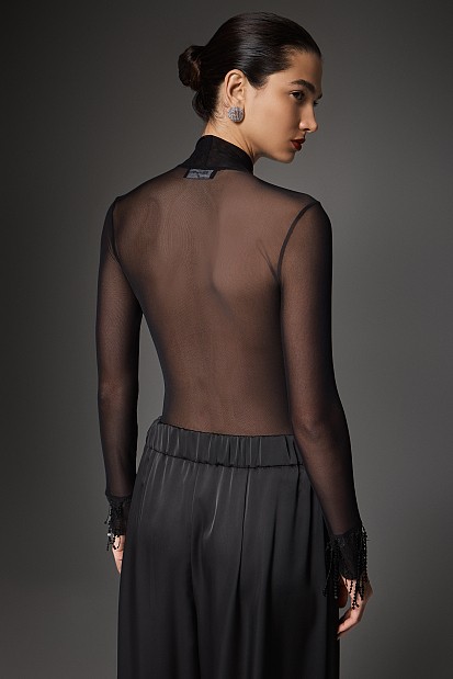 Sequined blouse with sheer