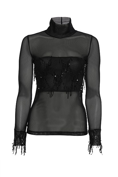 Sequined blouse with sheer