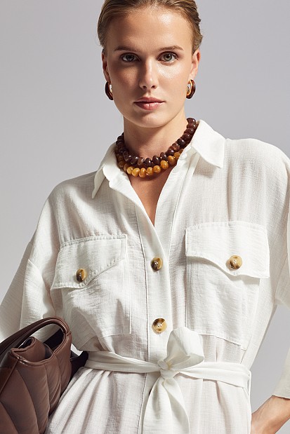 Chemise dress with matching belt