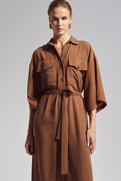 Chemise dress with matching belt