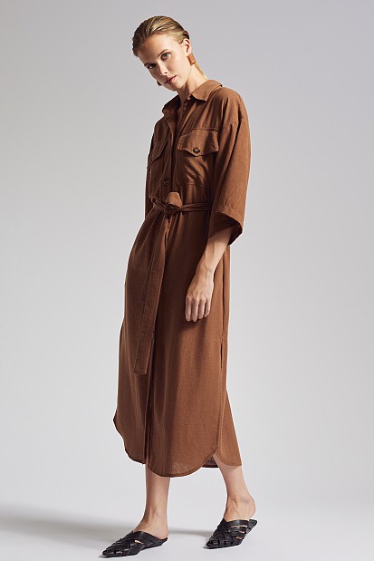 Chemise dress with matching belt