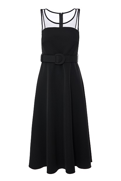 Μίντι αμάνικο φόρεμα με ζώνη