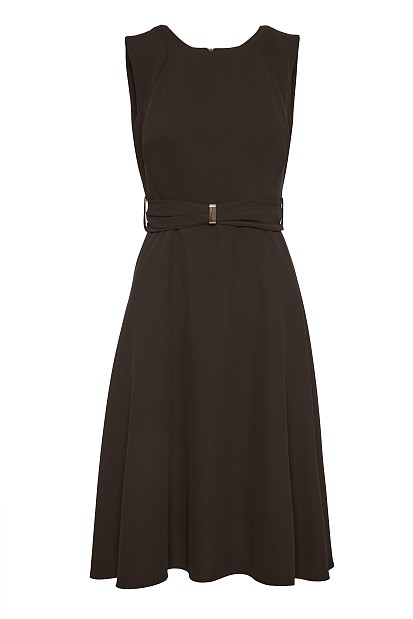 Midi sleeveless dress with belt