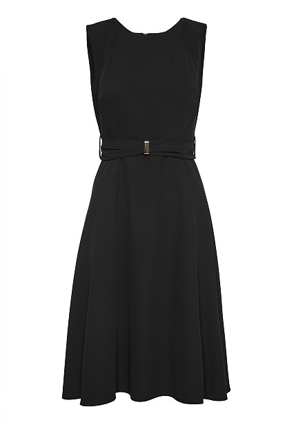 Midi sleeveless dress with belt