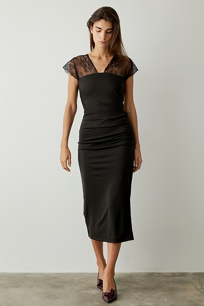 Midi bodycon dress with lace