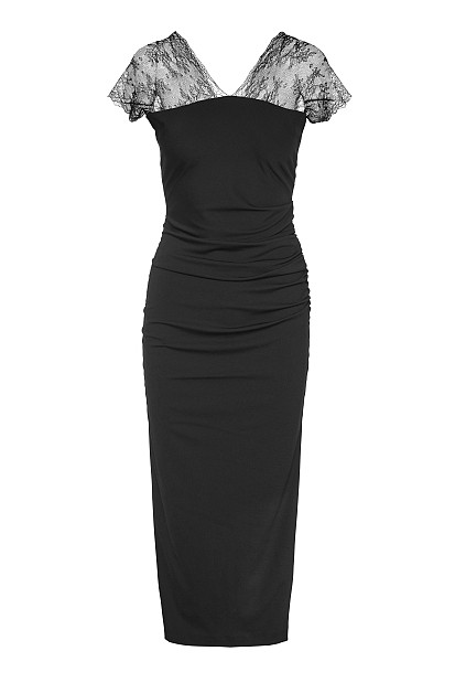 Midi bodycon dress with lace