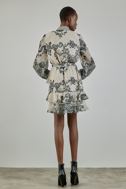 Mini printed dress with ruffles