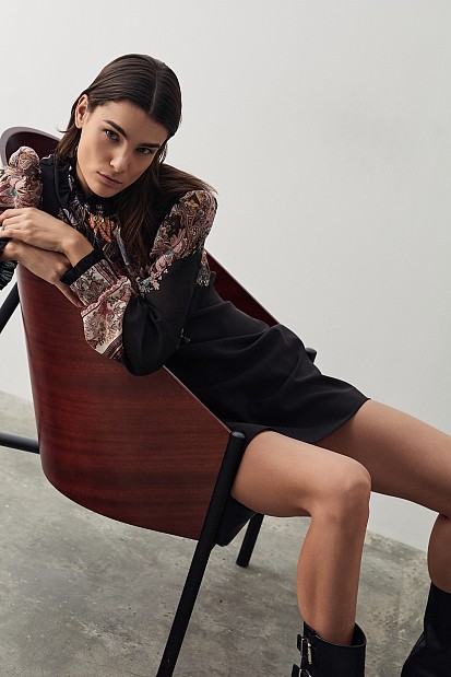 Mini printed dress with turtleneck