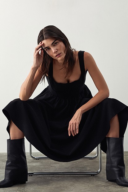 Midi dress with corset bustier