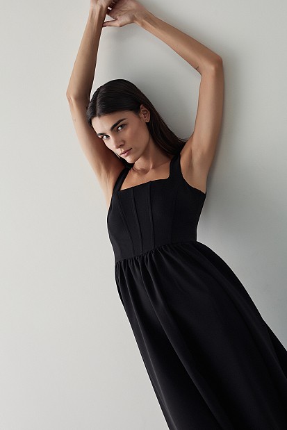Midi dress with corset bustier