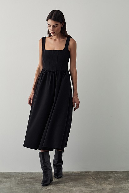 Midi dress with corset bustier