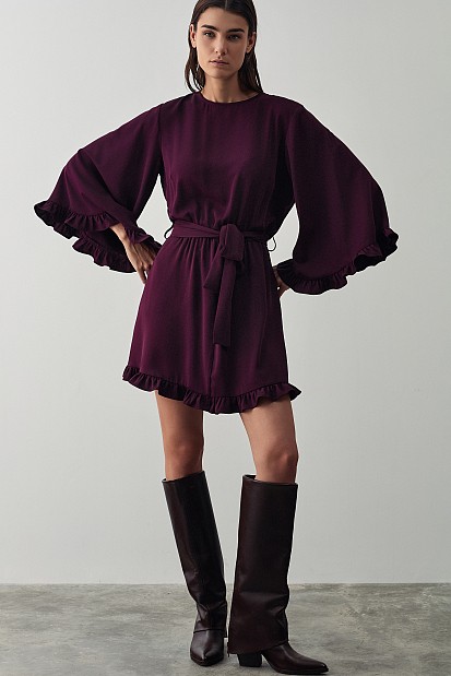 Mini dress with ruffle hem