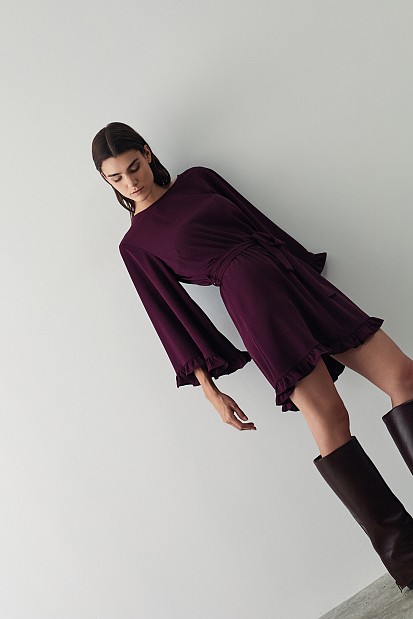 Mini dress with ruffle hem