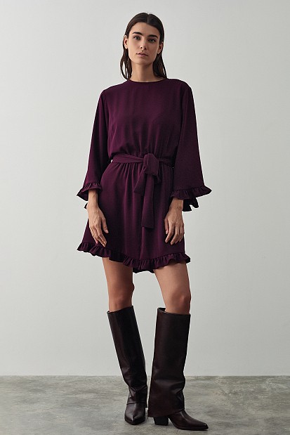 Mini dress with ruffle hem