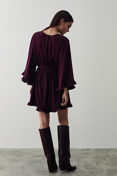 Mini dress with ruffle hem