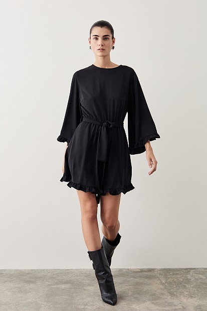 Mini dress with ruffle hem