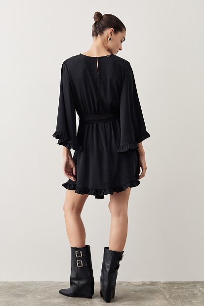 Mini dress with ruffle hem