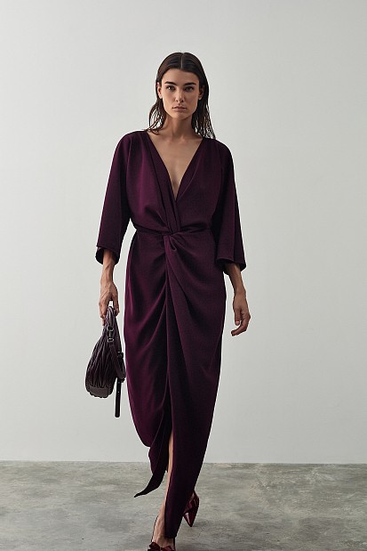 Wrap dress with 3/4 length sleeves