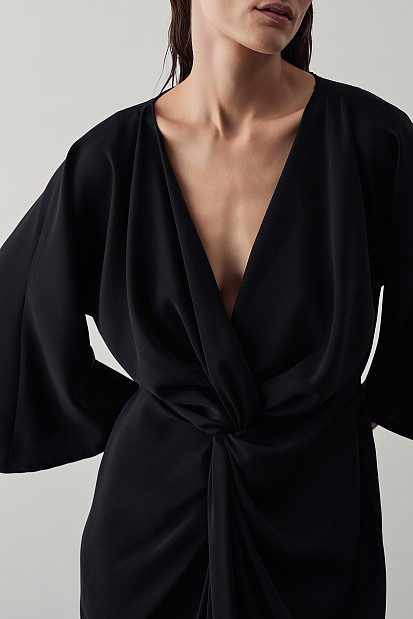 Wrap dress with 3/4 length sleeves