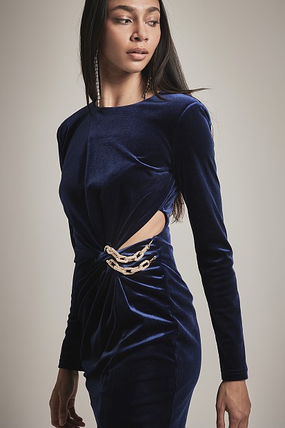 Mini velvet dress with cut out