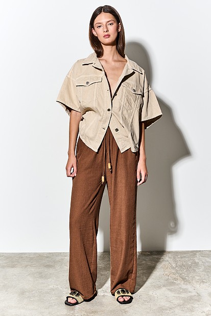 Trousers with elasticated waistband