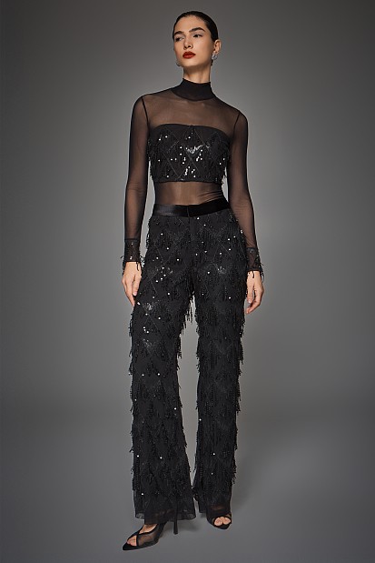 Flare sequined pants