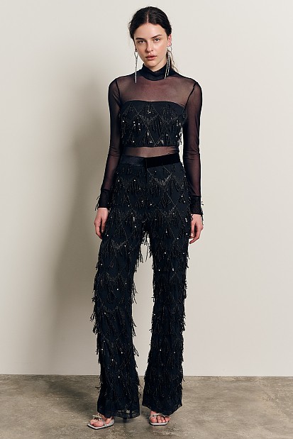 Flare sequined pants
