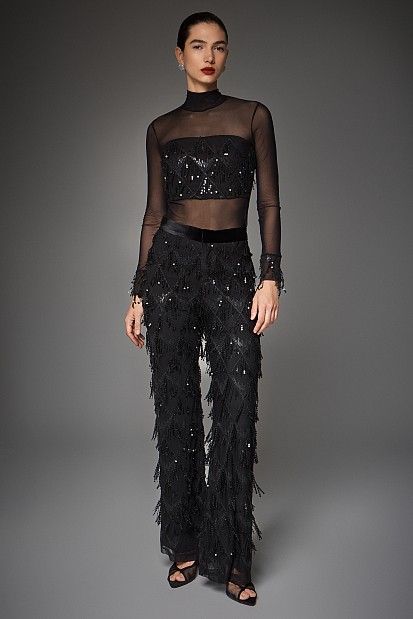 Flare sequined pants