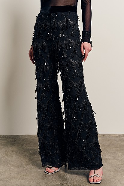 Flare sequined pants