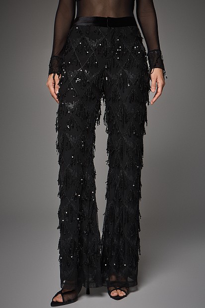 Flare sequined pants