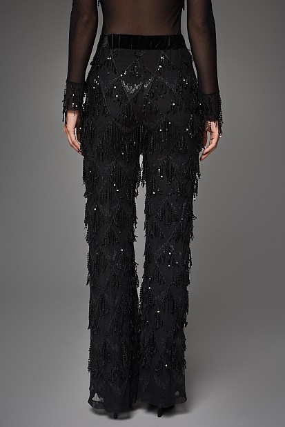 Flare sequined pants