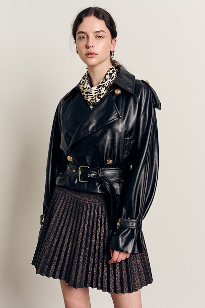 Mini pleated leopard skirt