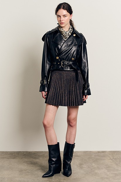Mini pleated leopard skirt