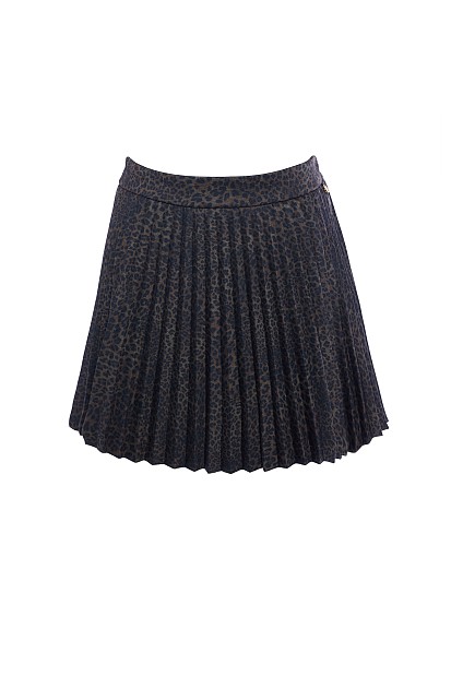 Mini pleated leopard skirt