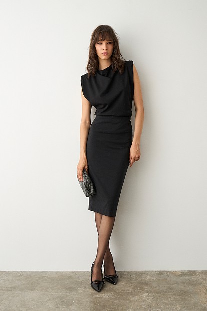 Midi pencil skirt with rhinestones