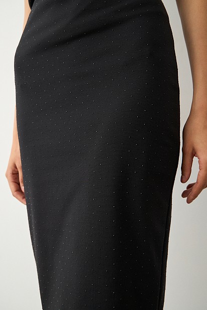 Midi pencil skirt with rhinestones