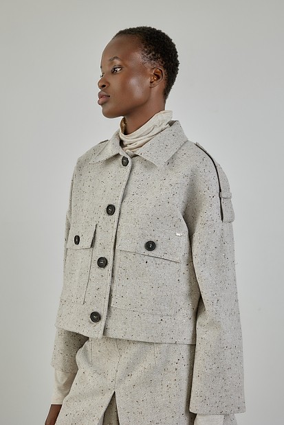 Tweed blazer with rhinestones